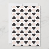 赤面モダンピンクブラックラブハートモノグラム サンキューカード (裏面)