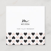 赤面モダンピンクブラックラブハートQRコード スクエア名刺 (正面)