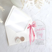 赤面モダンピンクボウ卒業パーティーアーチ アクリル招待状