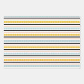 赤面モダンピンクマスタードイエロージオメトリックパターン ラッピングペーパーシート (正面2)