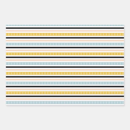 赤面モダンピンクマスタードイエロージオメトリックパターン ラッピングペーパーシート (正面2)