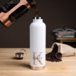 赤面モダンピンクモノグラムスクリプト ウォーターボトル<br><div class="desc">モダン赤面ピンクモノグラカスタマイズムススクリプトのイニシャルと名前</div>