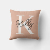赤面モダンピンクモノグラムスクリプト クッション (裏面)