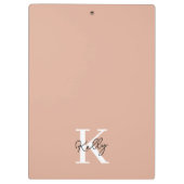 赤面モダンピンクモノグラムスクリプト クリップボード (裏面)