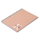 赤面モダンピンクモノグラムスクリプト ノートブック (左側)