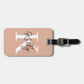 赤面モダンピンクモノグラムスクリプト ラゲッジタグ (正面横)