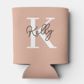 赤面モダンピンクモノグラムスクリプト 缶クーラー (裏面)