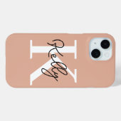 赤面モダンピンクモノグラムスクリプト Case-Mate iPhoneケース (裏面 (横))