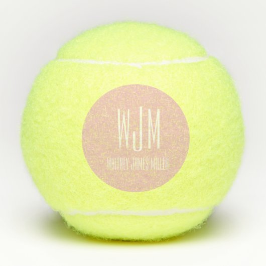 赤面モダンピンクモノグラム テニスボール (正面)