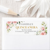 赤面モダンピンクローズ金ゴールドティアラ15歳の誕生日 ラベル (インサイチュ)