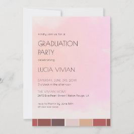 赤面モダンピンク卒業式パーティー 招待状