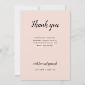 赤面モダンピンク書道9フォトコラージュ サンキューカード (裏面)