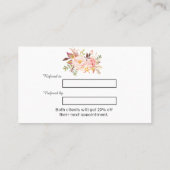 赤面モダンピンク水彩フローラメイクアップアーティスト 紹介カード (裏面)