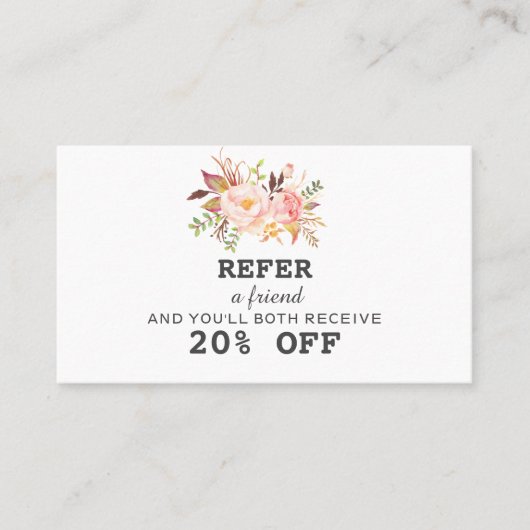 赤面モダンピンク水彩フローラメイクアップアーティスト 紹介カード (正面)