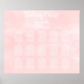 赤面モダンピンク水彩表座席表 ポスター (正面)