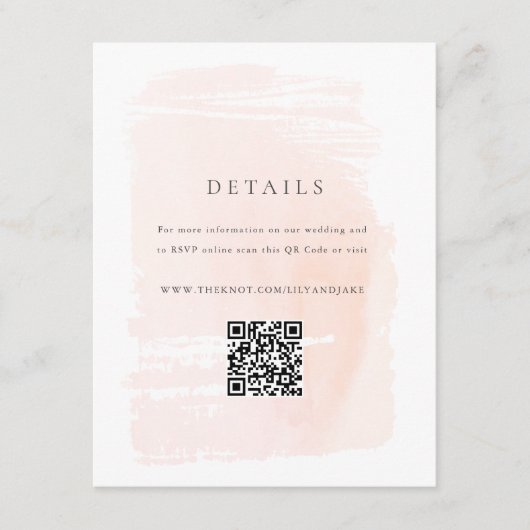 赤面モダンピンク水結婚色 エンクロージャーカード (正面)