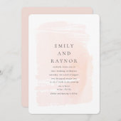 赤面モダンピンク水結婚色 招待状 (正面/裏面)