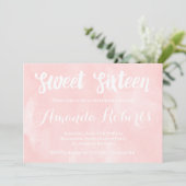 赤面モダンピンク水色スイート16 招待状 (スタンド正面)