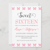 赤面モダンピンク甘い16誕生日招待状 招待状 (正面)