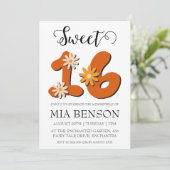 赤面モダンピンク甘い16誕生日招待状 招待状 (スタンド正面)