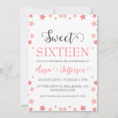 赤面モダンピンク甘い16誕生日招待状 招待状 (正面)