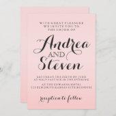 赤面モダンピンク結婚式招待状 招待状 (正面/裏面)