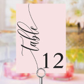 赤面モダンピンク結婚書道 テーブルナンバー