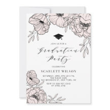 赤面モダンピンク花花卒業式パーティー