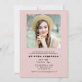 赤面モダンピンク2写真卒業パーティー 招待状 (裏面)