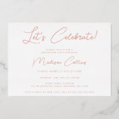 赤面モダンピンク3写真卒業金ゴールド 箔招待状 (裏面)