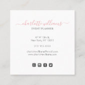 赤面モダンピングラデーションクの白い帯の署名 スクエア名刺 (裏面)