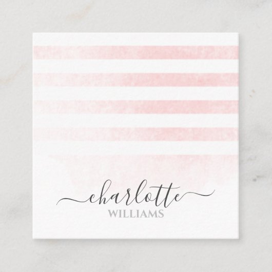 赤面モダンピングラデーションクの白い帯の署名 スクエア名刺 (正面)