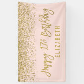 赤面モダンピンフェイクク金ゴールドグリッター17誕生日 横断幕 (縦)