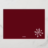 赤面モダンピースのスクリプト雪の結晶の写真 箔シーズンカード (裏面)
