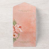 赤面モダンピーチ牡丹フローラQRコード オールインワン招待状 (外側)