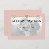 赤面モダンフォト金ゴールドハート宿泊施設 エンクロージャーカード (正面/裏面)