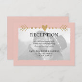 赤面モダンフォト金ゴールドハート披露宴 エンクロージャーカード (正面/裏面)