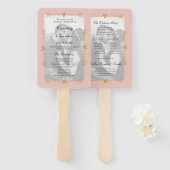 赤面モダンフォト金ゴールドハート結婚式 プログラム ハンドファン (正面&裏面)