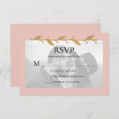 赤面モダンフォト金ゴールド離れ 出欠カード (正面/裏面)