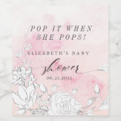 赤面モダンフローラの赤ちゃん ワインラベル (シングルラベル)