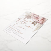 赤面モダンフローラバラ金ゴールド秋インラブズ結婚ズ 箔招待状 (回転した状態)