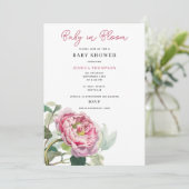 赤面モダンフローラベビー開花ベビーシャワー 招待状 (スタンド正面)