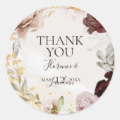 赤面モダンフローラマーブルサンキューユー結婚式の引き出物 ラウンドシール (正面)