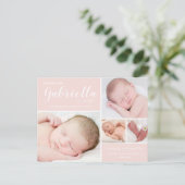 赤面モダンベビーガール生誕発表葉書 ポストカード (スタンド正面)