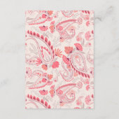 赤面モダンペイズリータイポグラフィウェディングレセプション エンクロージャーカード (裏面)