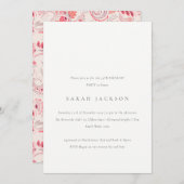 赤面モダンペイズリータイポグラフィAny Age誕生日 招待状 (正面/裏面)