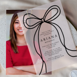 赤面モダンボウ卒業パーティー ベラム紙招待状