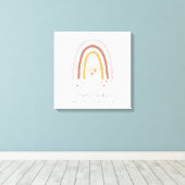赤面モダンミュート虹ベビーガール誕生状態 キャンバスプリント (インサイチュ (ウッドフロア))