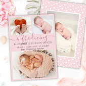 赤面モダン女の子の誕生発表フォトコラージュ 案内状