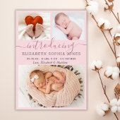 赤面モダン女の子の誕生発表フォトコラージュ 案内状